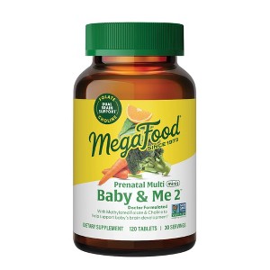MegaFood Baby & Me 2 Prenatal Multi Minis With Choline & Methylated Folate Vegetarian Tablets - 120ct - 1 of 4