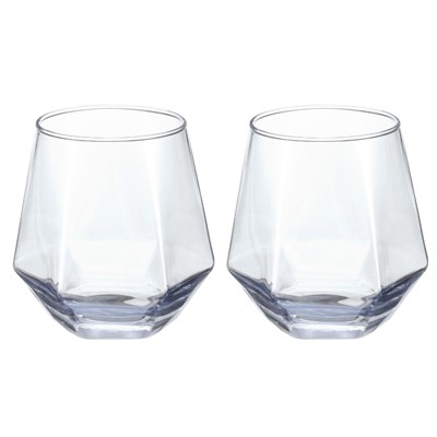 Unique Bargains Textures Walls Rims Diamond Whiskey Glasses 2 Pcs