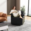 KWPZQEB 360¡ã Swivel Accent Chair, Modern Square Swivel Barrel Chairs with Pillow, Upholstered Sofa Arm Chairs for Bedroom, Reading, Office - 3 of 4