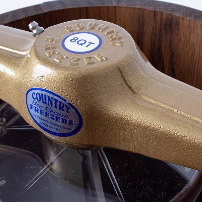 Hand Crank Oak and Stainless Steel Ice Cream Maker, 8 Quart