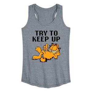 Women's - Garfield - Try To Keep Up Graphic Racerback Tank - 1 of 4