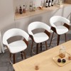 Bekrvio 26" Mid Century Modern Swivel Counter Height Bar Stools Set of 1/2/3/4 - PU Leather Upholstered,Walnut Bent Wood Legs for Kitchen Island - 3 of 4