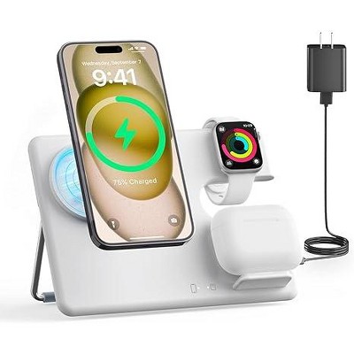 GreenEver Wireless Charger Stand 3 in 1 Magnetic Charging Station for iPhone 14-12 Pro Max/Mini/Plus for A-pple Watch Ultra/8-2/SE AirPods Pro/3/2