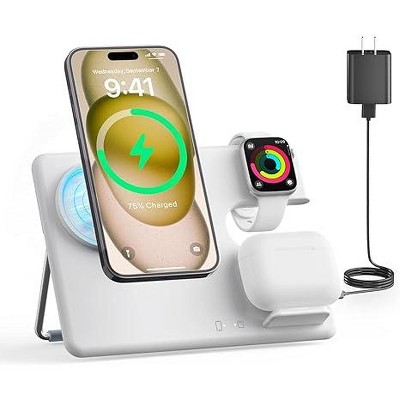 HANPURE Wireless Charger Stand 3 in 1 Magnetic Charger for iPhone 14/13/12 Pro Max/Mini/Plus for A-pple Watch Ultra/8/7/6/5/4/3/2/SE, AirPods Pro/3/2