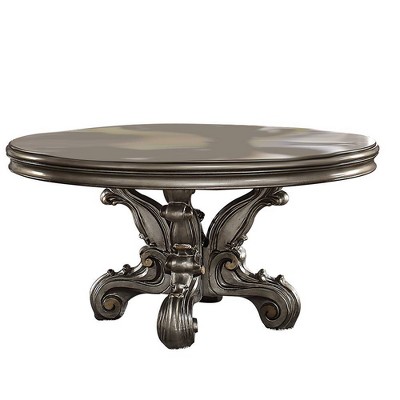 60" Antique Platinum Round Wood Dining Table