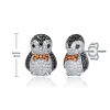 Guili Sterling Silver Two-Tone Penguin Stud Earrings with Multi-Colored Cubic Zirconia, A Playful and Stylish Design for Animal Lovers - 3 of 3