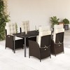 vidaXL Patio Dining Set with Cushions Table and Chairs Set Outdoor Poly Rattan - 63" x 31.5" x 29.1" Without footrest 4 Piece - 2 of 4