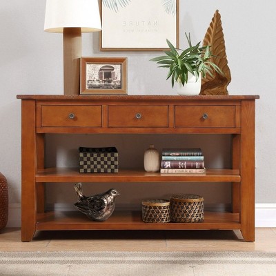 CAVINAS 48 inch Rectangle Console Table with 3 Storage Drawers,Modern Entryway Table with 2 Shelves for Living Room,Hallway