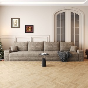 140" Cloud Sectional Couch,Modern Modular Sofa with Deep Seat, Upholstered Couches,Camel(Plush Corduroy Fabric) - 1 of 4