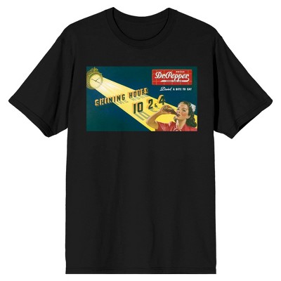 Dr Pepper Shining Hours Vintage Ad Men's Black Heavyweight Beefy T shirt