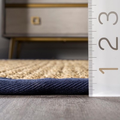 Navy Rectangular Seagrass Herringbone Area Rug, 6' x 9'