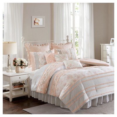 Desiree Cotton Percale Comforter Bedding Set with Euro and Bedskirt