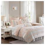 Desiree Cotton Percale Comforter Bedding Set with Euro and Bedskirt Blush - Madison Park