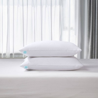 White Medium Firm Feather Down Bed Pillow Set