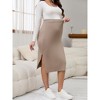 INSPIRE CHIC Women's Maternity High Waist Casual Side Split Stretchy Elastic Bodycon Sweater Skirt - 2 of 4