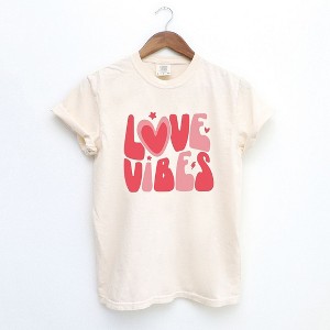 Simply Sage Market Women's Love Vibes Stars Short Sleeve Garment Dyed Tee - 1 of 4