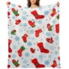 DSANE Christmas Socks Pattern Christmas Throw Blanket Soft Fleece Christmas Blanket Cozy Flannel Throw for Couch Bed - 2 of 4