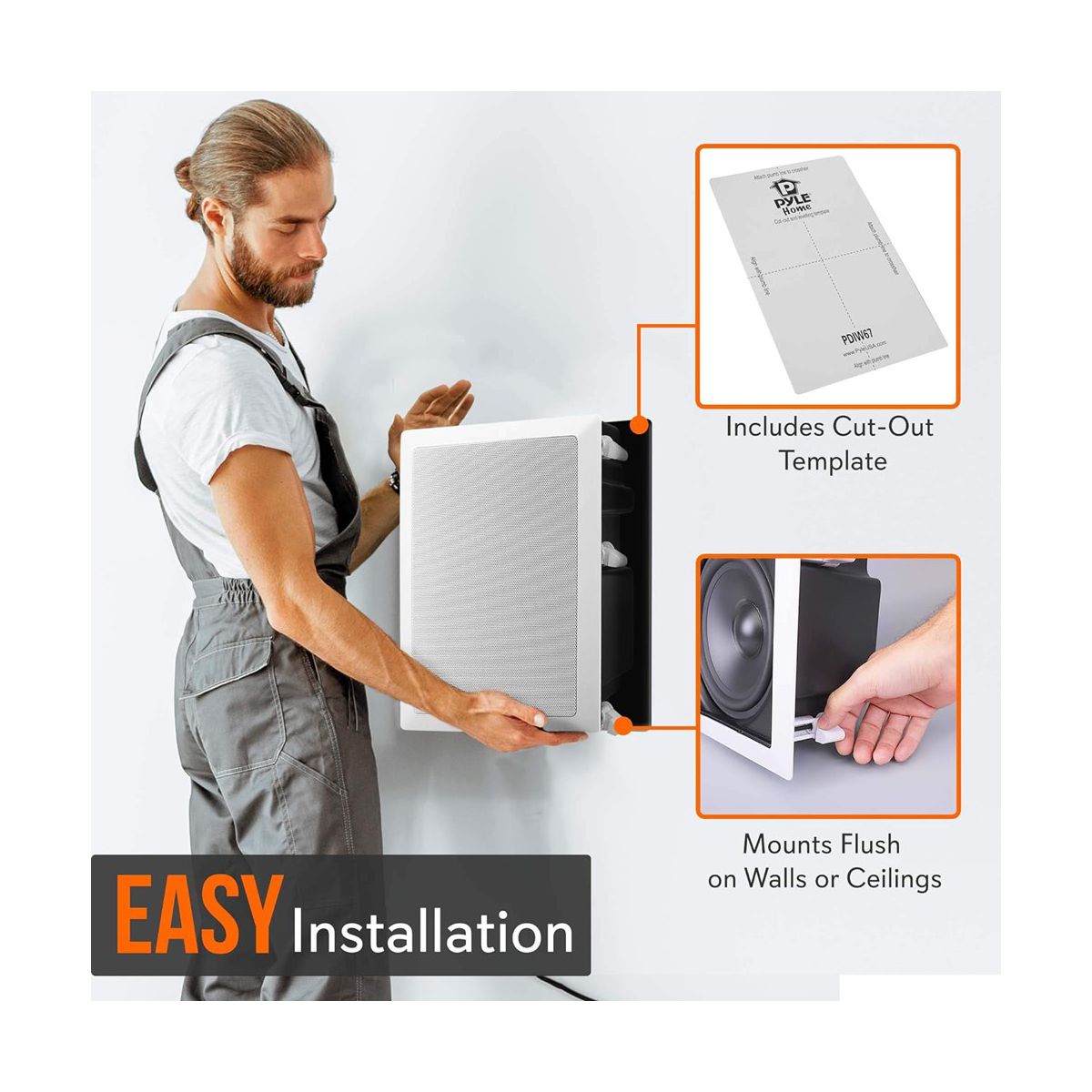 Pyle In-Wall Dual 6.5'' Speakers for Home Theater with Enclosed Design, White Finish, Easy Installation - thumbnail 7
