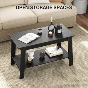 Coffee table with two levels of storage space, modern industrial farmhouse living room coffee table, easy to assemble - 1 of 4