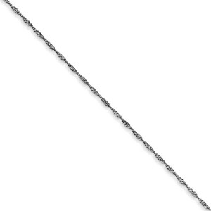 Black Bow Jewelry 1mm, 14k White Gold Diamond Cut Singapore Chain Necklace - 1 of 4
