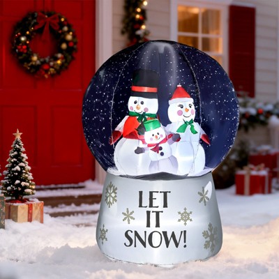 Angel Sar 6FT Inflatable Snow Globe, LED Lighted Christmas Decoration with Snowman Family and Falling Snow Effect, Outdoor Yard Blow Up Decor