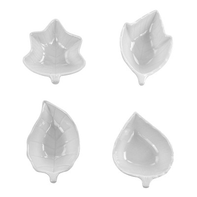 Gibson 4 Piece Ceramic Tidbit Dish Set in White