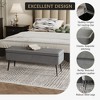 Leather Bench with Storage Ottoman, Foot Rest with Legs, Entryway End of Bed Bench with Stitching, Safety Hinges, for Living Room, Bedroom, Entryway - 4 of 4