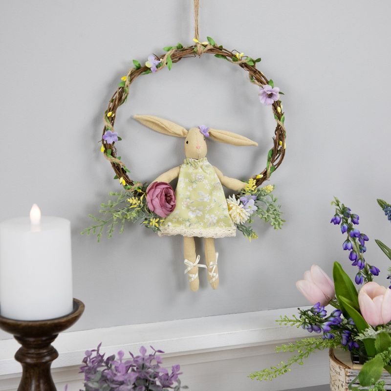 Northlight Girl Bunny Artificial Floral Easter Wreath - 10" - Green, 2 of 7