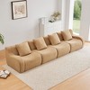 4-Seat Teddy Fabric Boneless Straight Sectional Sofa with No Assembly Required, Anti-Slip Design, and 32D High-Density Sponge - 2 of 4