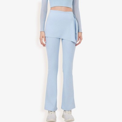 Anna-Kaci Active Women's High Waist Flare Pants with Layered Skirt Overlay