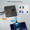 Black Surge Protector Power Strip, Flat Plug 5FT Extension Cord with 6 AC Outlets, 3 USB (1 USB-C), 1700J Charging Station for Home, Office, Dorm - 3 of 4