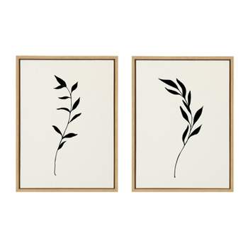 (Set of 2) 18" x 24" Sylvie Minimalist Botanical Framed Canvas Set Natural - Kate & Laurel All Things Decor