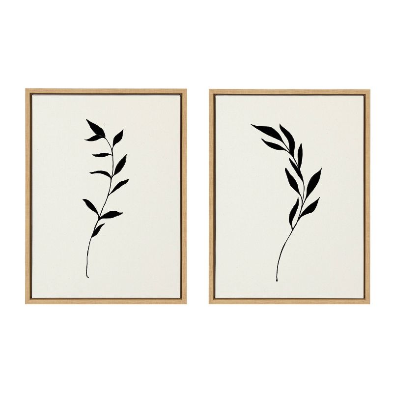 (Set of 2) 18&#34; x 24&#34; Sylvie Minimalist Botanical Framed Canvas Set Natural - Kate &#38; Laurel All Things Decor, 1 of 8
