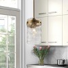 Modern Gold Pendant Light with Clear Hand-Blown Glass Shade, Hanging Fixture for Kitchen Island or Entry - 2 of 4