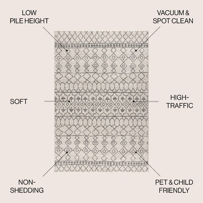 8' x 10' Gray and Cream Synthetic Reversible Area Rug