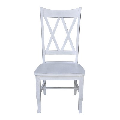 Elegant White Cross-Back Upholstered Side Chair in Solid Wood
