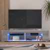 Hommpa TV Stand for TVs Up to 65" with Open Glass Shelves Remote LED Light - 2 of 4