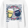 Modelo Wine, Glasses, Mosaic glass background EST 1925, Viva La Tradicion on White Long Sleeve Adult crew neck - 2 of 4
