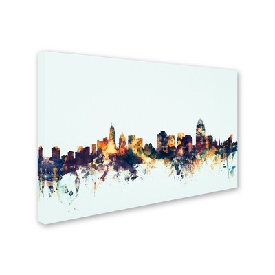 Trademark Fine Art -Michael Tompsett 'Cincinnati Ohio Skyline Blue' Canvas Art