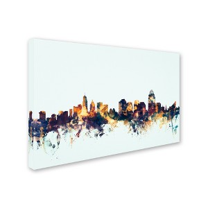 Trademark Fine Art -Michael Tompsett 'Cincinnati Ohio Skyline Blue' Canvas Art - 1 of 3