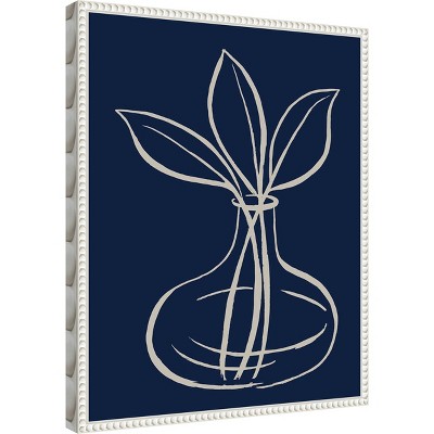 Navy and White Canvas Art with Sylvie Beaded Frame, 16 x 20 in.