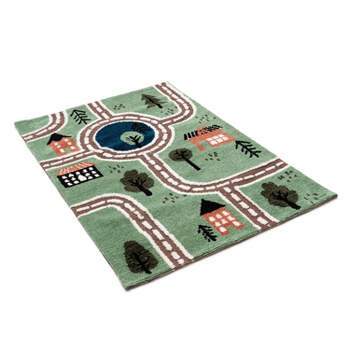 JumpOff Jo – Kids Carpet, Play Rug Playmat, Soft and Textured 3D Interactive with Roads for Cars and Toys, for Playroom – 39 x 59 in.