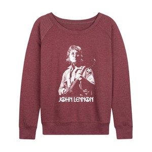 Women's - John Lennon - John Lennon Portrait Lightweight French Terry Wide Neck Long Sleeve Graphic Shirt - 1 of 4