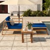 Acacia Wood Outdoor Lounge Set - Chair & Ottoman, Perfect for Patios, Balconies, and Gardens - 2 of 4
