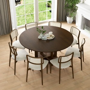 46 inch Round Black Rattan Dining Table for 4-6 People Suitable for Dining Room and Living Room - 1 of 4