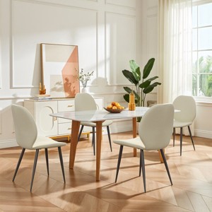 Set of 4 Upholstered Dining Chairs with Metal Legs, Modern Leather Kitchen Chairs for Dining Room, Restaurant, or Living Room-Panipeachy - 1 of 4