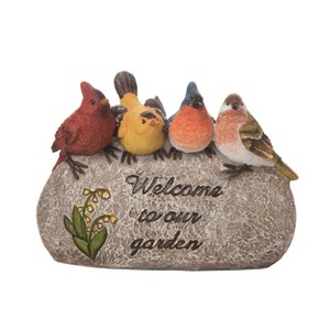 Transpac Resin 8.75" Gray Spring Welcoming Birds Rock Decor - 1 of 2