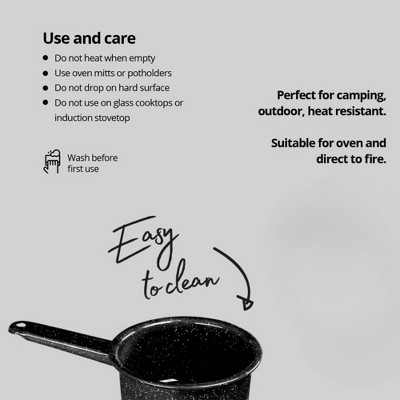 Speckled Black 2-Quart Cast Iron Saucepan with Porcelain Coating