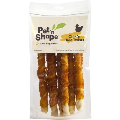 Pet 'n Shape Chicken Hide Twists Dog Treats, 6pk - 10in Chews in Resealable Bag