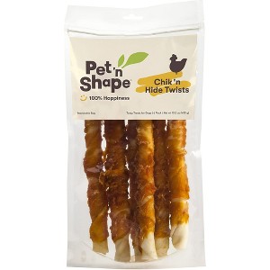 Pet 'n Shape Chicken Hide Twists Dog Treats, 6pk - 10in Chews in Resealable Bag - 1 of 4